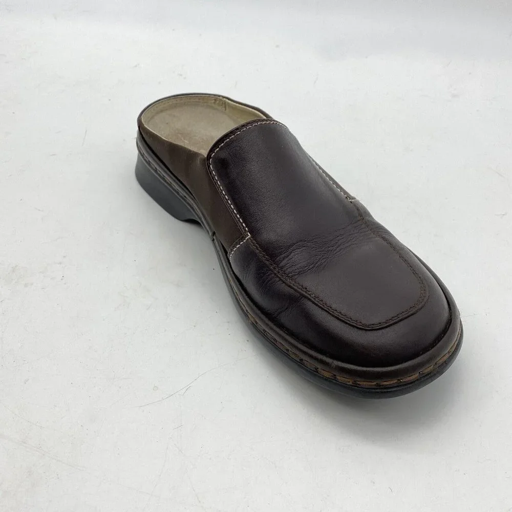 Spring Step‎ Shoes Women's 8 M Brown Leather Loafers Clogs Handmade Sole Causal